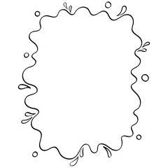 water splash oval frame handrawn outline style illustration