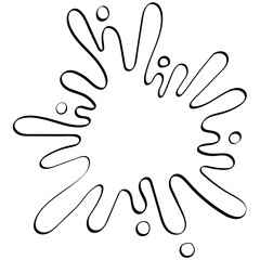 water splash round splash shape handrawn outline style illustration