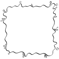 water splash square frame handrawn outline style illustration