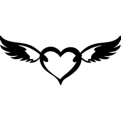 Obraz premium Heart with Wings Vector Illustration for Tattoo and Graphic Design