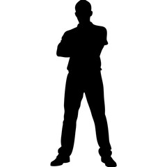 Obraz premium Confident Male Silhouette with Folded Arms Vector Illustration for Posters and Graphic Design