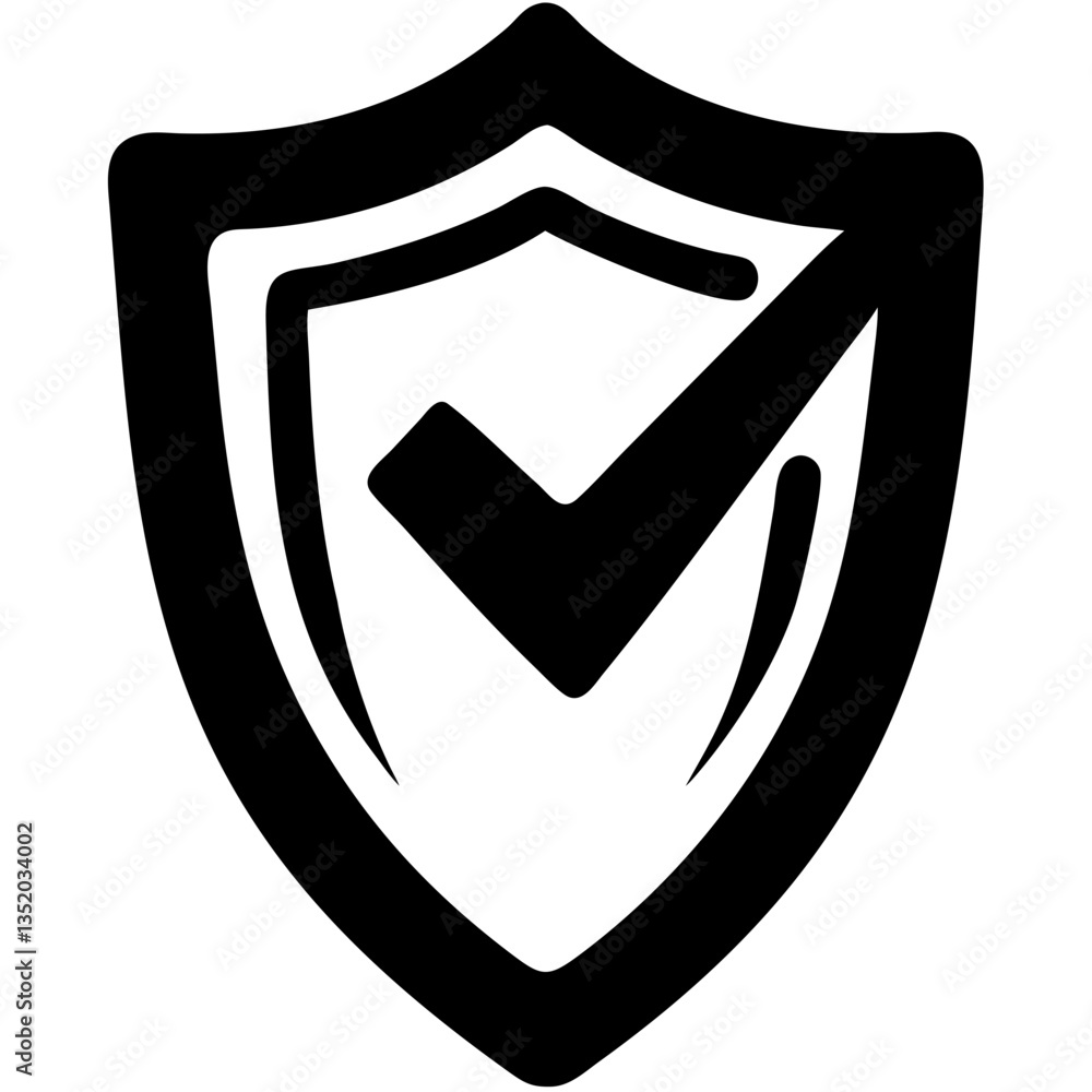 Poster secure shield checkmark for security and protection illustrations