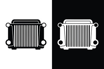 Black and White Car Radiator Icon Perfect for Automotive Graphics.