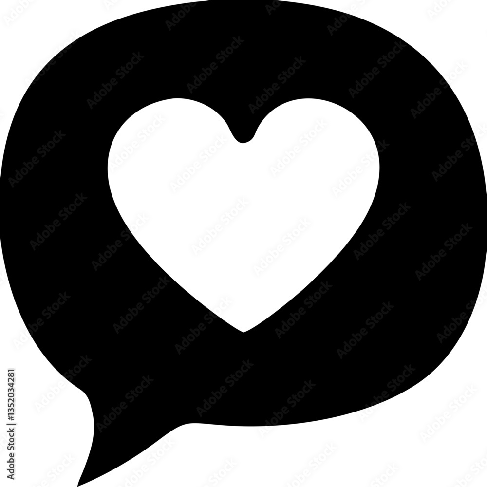 Poster heart in speech bubble minimalist vector art for communication graphics