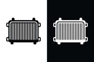 Black and White Car Radiator Icon Perfect for Automotive Graphics.