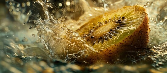 Kiwi Slices Splashing in Water (2)