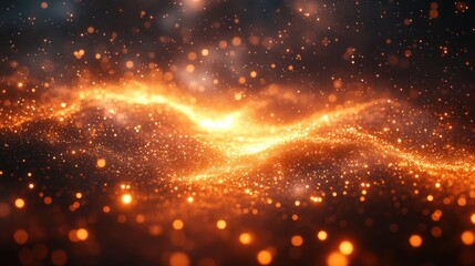 Radiant Gold Sparkle Background with Shiny Stars and Dynamic Light Effects