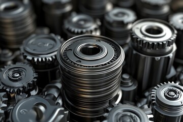 3d engine pistons and cog wheels background