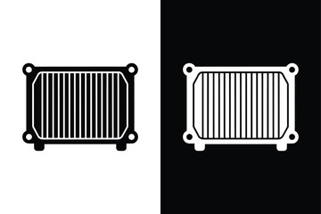 Car Radiator Vector Icon in Black & White Premium Options.