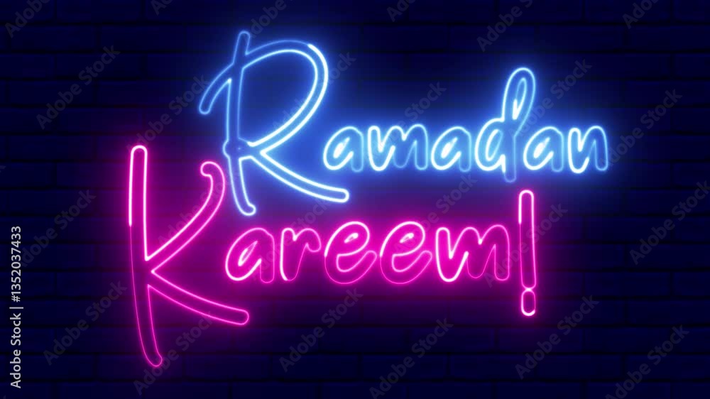 Poster ramadan kareem text font with light. luminous and shimmering haze inside the letters of the text ram