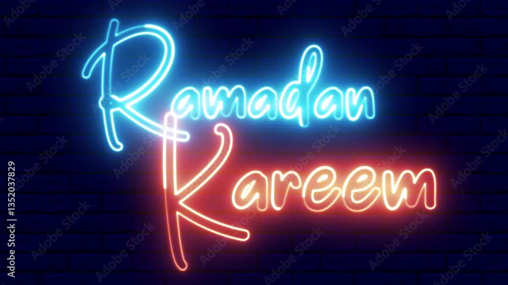 Poster ramadan kareem text font with light. luminous and shimmering haze inside the letters of the text ram