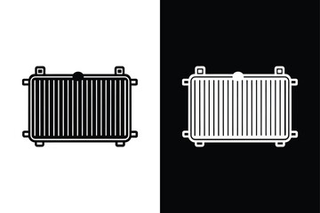 Car Radiator Silhouette Vector Icon High-Quality Black & White Design.