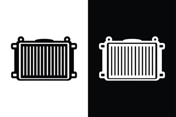 Car Radiator Silhouette Vector Icon High-Quality Black & White Design.