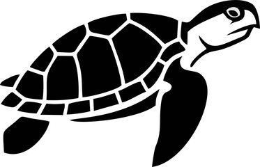 Minimalist Sea Turtle Logo with Bold Outline