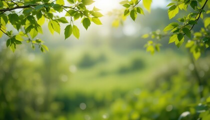 Obraz premium Sunlit green leaves nature photography outdoor close-up freshness