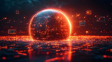 Fototapeta premium Glowing digital sphere representing a connected global network