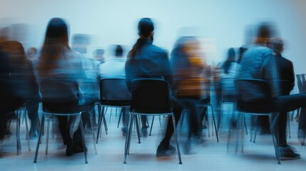 A group of people sitting in chairs in a room
