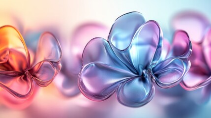 Abstract rendering of glass like translucent colorful flower shapes