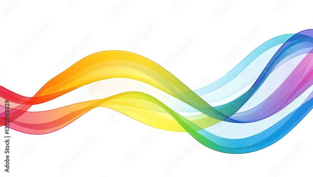 Poster flowing colorful waves in a gradient of rainbow hues creating a dynamic and vibrant visual effect it