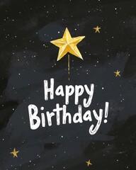 Naklejka premium Minimalist birthday postcard with white Happy Birthday on dark background