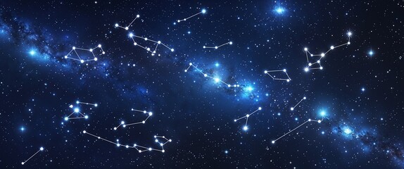Fototapeta premium Glimmering constellations scattered across deep galactic void