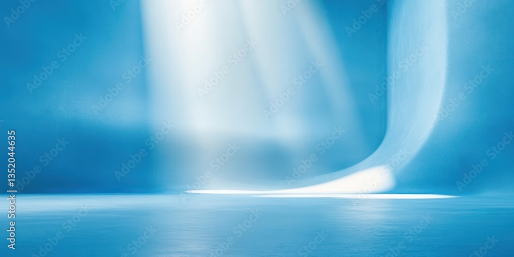 Poster Minimalist Abstract Blue Gradient Background with Soft Light and Blurred Shadows for Product Presentation