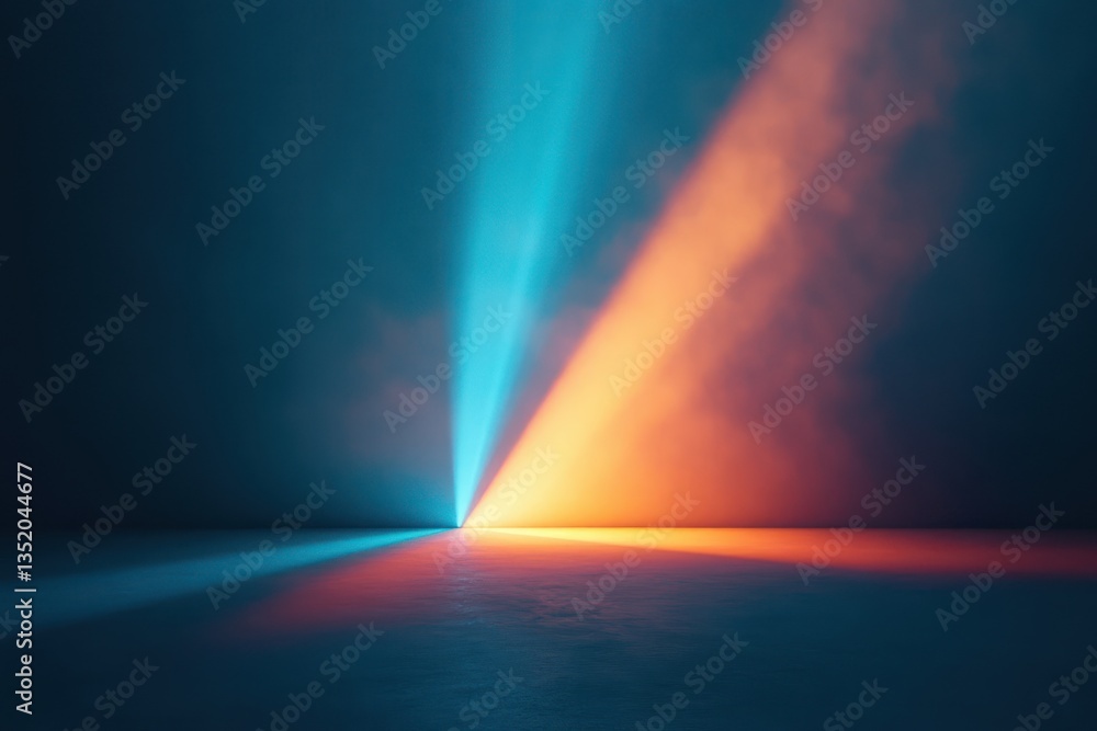 Poster abstract blue light composition with shadows and textured wall for product presentation