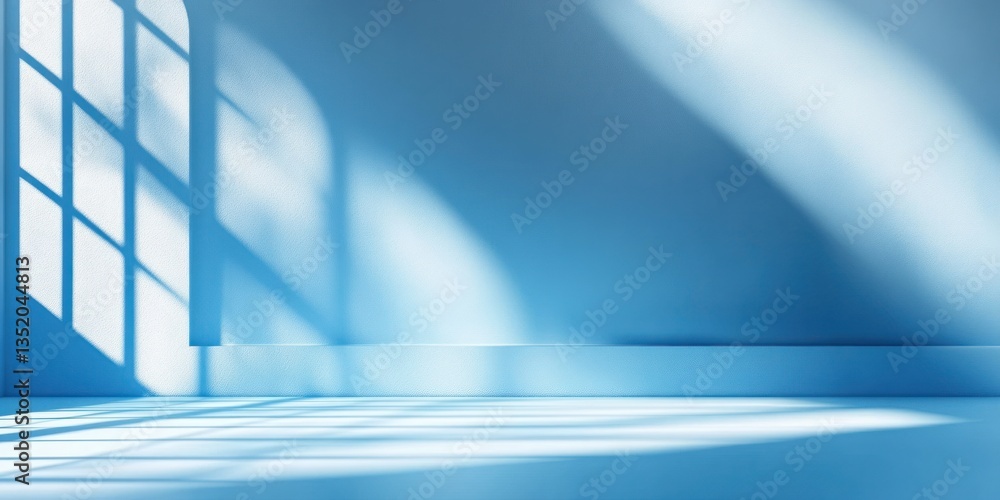 Aufkleber Minimalist Blue Abstract Background with Soft Light and Gentle Shadows for Product Presentation