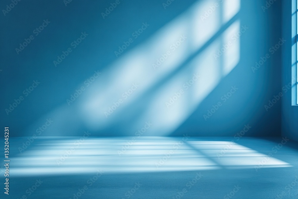 Poster Minimalist Abstract Blue Background with Soft Light and Blurred Shadows for Product Display