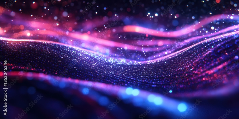 Wall mural an abstract digital design showing flowing iridescent shimmering particles