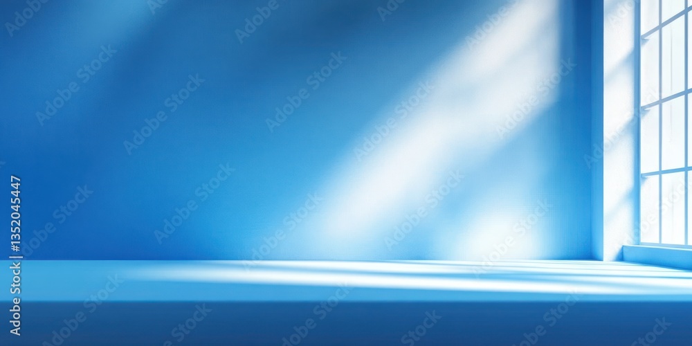 Poster Abstract Blue Background with Soft Natural Light and Gentle Shadows for Product Display