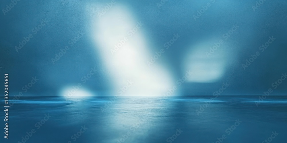 Poster Abstract Blue Background with Blurred Light Reflections and Soft Shadows for Product Display