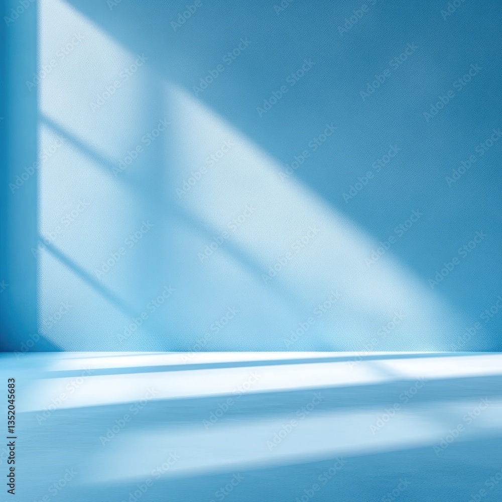 Poster minimalist blue abstract background with natural light and shadow play for product presentation