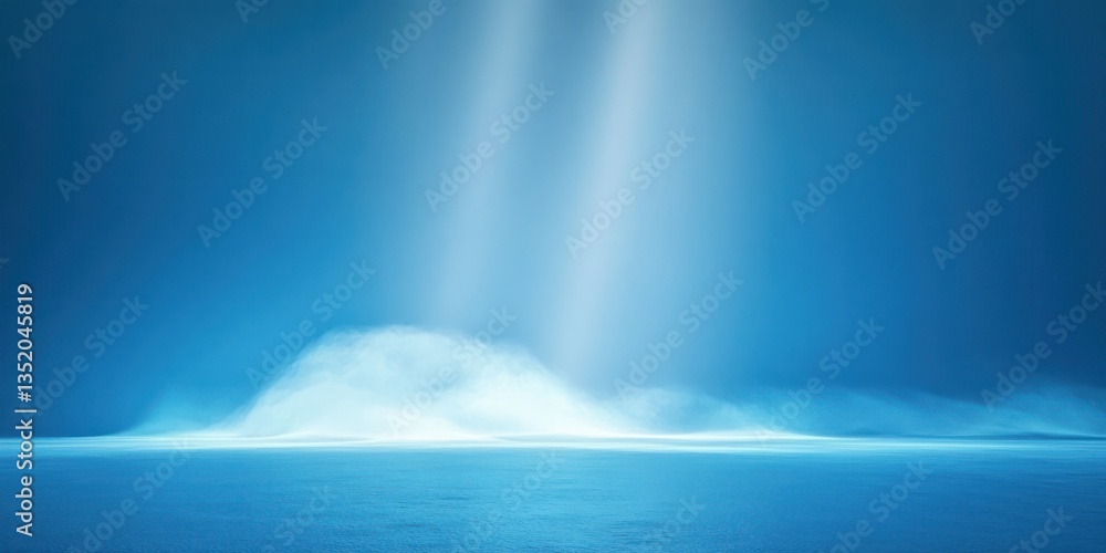 Poster Abstract Blue Background with Soft Light Beams Blurred Shadows and Minimalistic Nature Aesthetic for Product Display