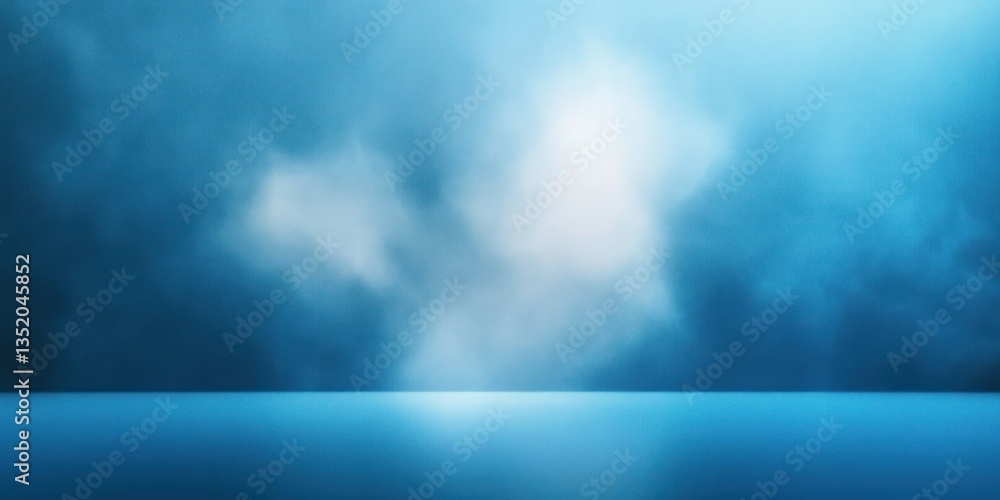 Poster Abstract Blue Background with Soft Light and Blurred Shadows for Product Display and Interior Design
