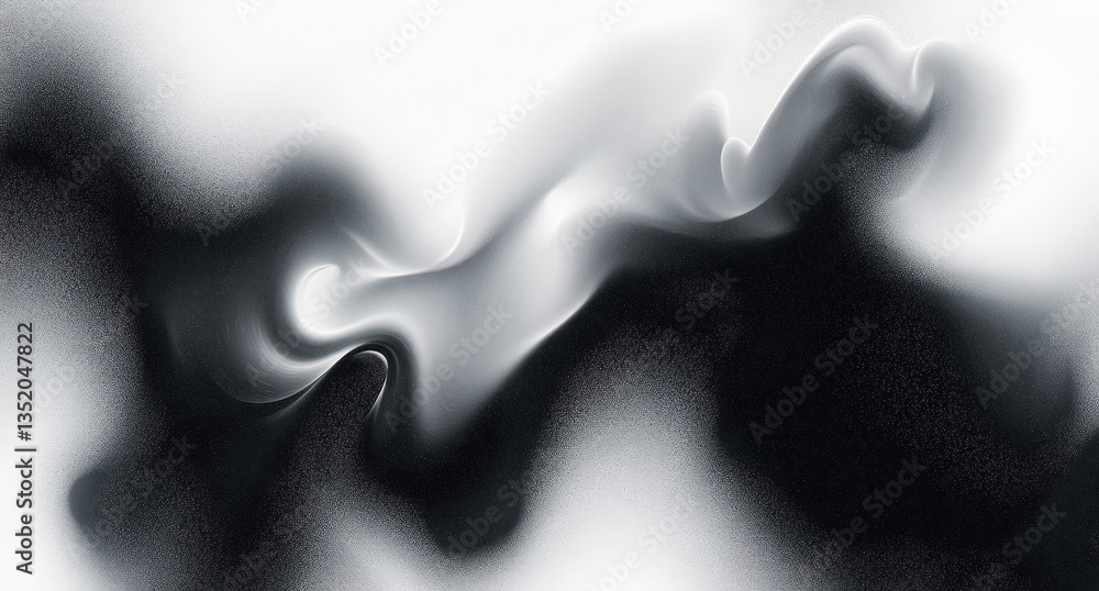 Aufkleber monochrome abstract fluid art background with black and white swirling patterns and soft gradients