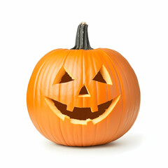 Carved Halloween pumpkin against white background, perfect for autumn holiday celebrations and spooky designs