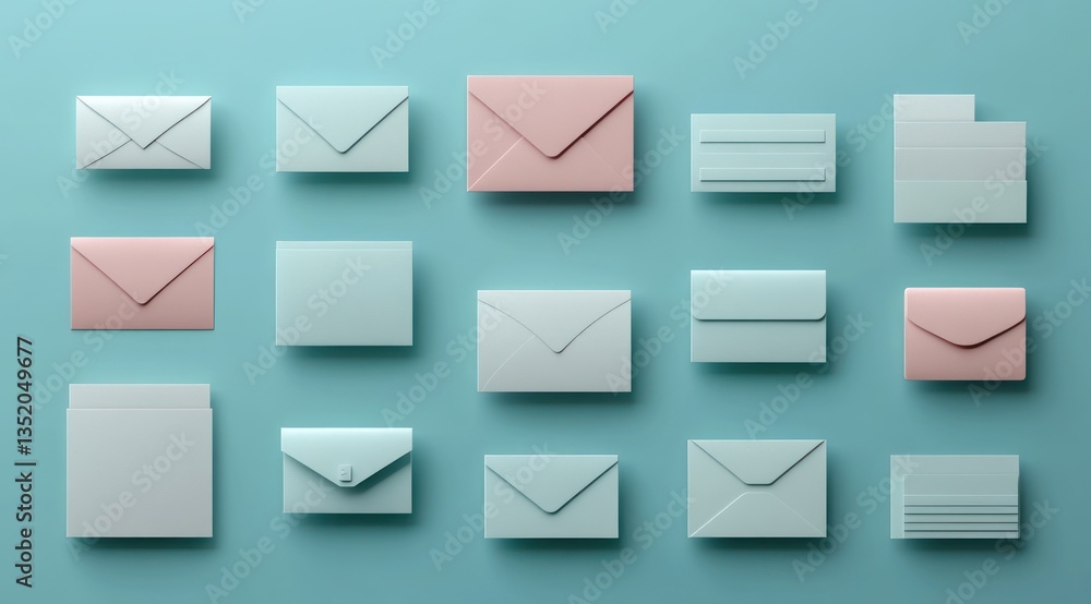 Poster minimalistic envelope mockups set for business and communication