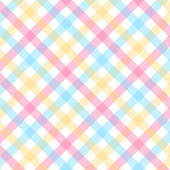 Multicolor pastel gingham seamless pattern.Checkered tartan plaid repeat pattern.Geometric vector background wallpaper