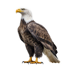 Obraz premium a majestic bald eagle stands proudly with its striking features showcasing its powerful build and characteristic white head and tail against a plain background
