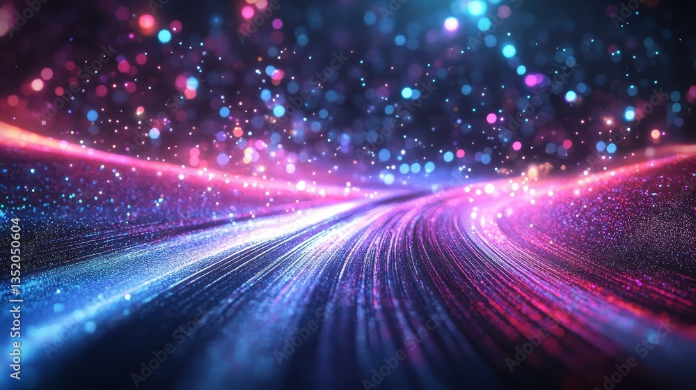 Wall mural abstract image shows a vibrant and colorful sparkling pathway