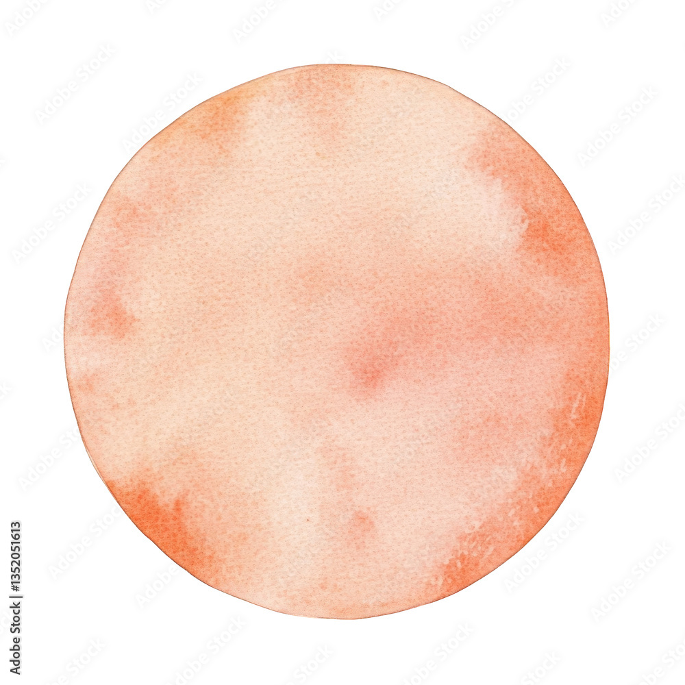 Poster simple circular shape filled with a soft peachy watercolor texture evoking a gentle and calming aest