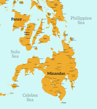 Editable vector map of Minandao Island Philippines with city name and road