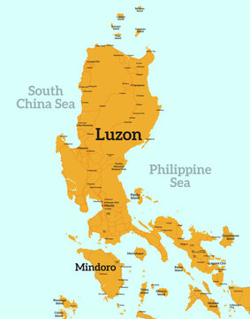 Editable vector map of Luzon Island Philippines with city name and road