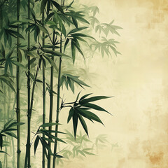Bamboo design for graphic resources with lush green stalks with textured background