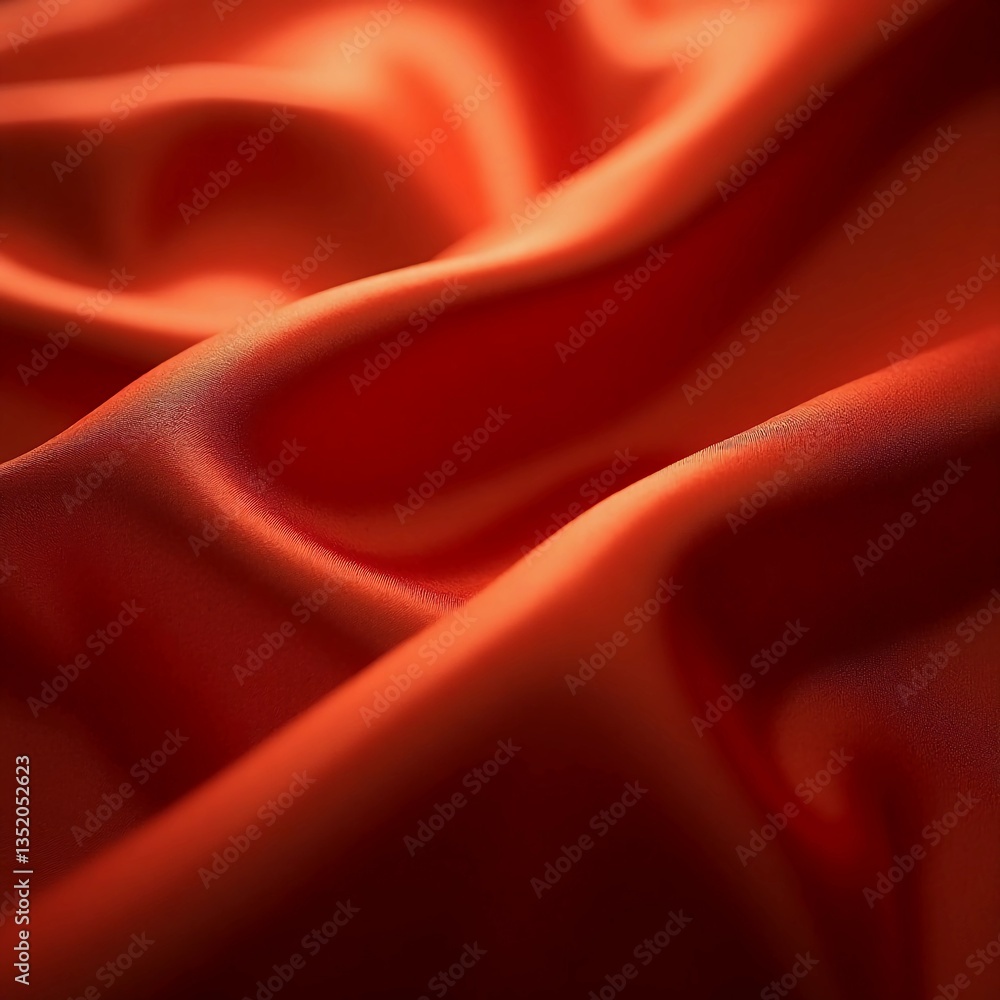 Poster flowing waves of luxurious red silk shimmer in the light, revealing their smooth texture and vibrant