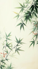 Naklejka premium Bamboo design for graphic resources with lush green stalks with textured background