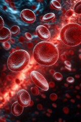 Red Blood Cells Flowing in Vessel Macro Perspective Medical Visualization Art