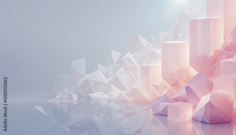 Poster dynamic abstract shapes and structures modern studio digital art minimalist environment top-down vie
