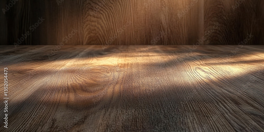 Poster minimalist elegant wooden background with rustic texture and shadows for product presentation